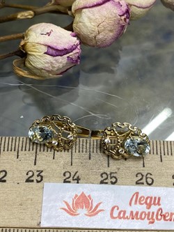 *Серьги Аквамарин цв Лимонное арт. 565с-031 вес 2,64 г - фото 101647