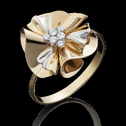 *Кольцо р.16,5 Белый Фианит цв  Лимонное, Белое арт. 01-5014-00-401-1121-48-200 (вес 2,1 г) - фото 10384