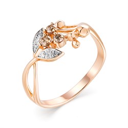 *Кольцо р.16,5 Бриллиант Коньячный Микс цв Красное арт. 13202-117-819 (вес 2,25 г) - фото 104425