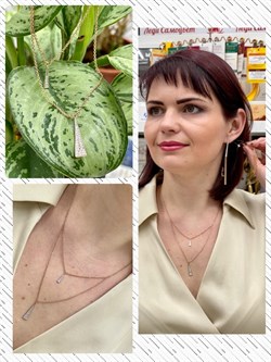 *Колье р.45-50 Белый Бр цв Красное арт 6-160476-00-00-219 вес 4,25 г - фото 111020