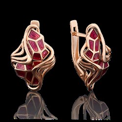 *Серьги Эмаль цв Красное арт. 02-3777-00-000-1110-25-837 (вес 3,93 г) - фото 11209