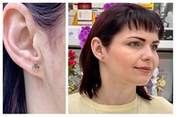 *Пусеты Турмалин цв Белое арт 2-202111-00-60-705 вес 1,56 г - фото 114726