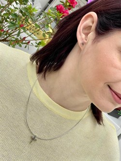 *Пусеты Турмалин цв Белое арт 2-202111-00-60-705 вес 1,56 г - фото 114728