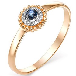 *Кольцо р.16 Сапфир цв Красное арт. 12510-102-261 (вес 1,13 г) - фото 118532