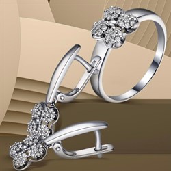 *Серьги Белый бр цв Белое арт. 23302-200-915 вес 3,53 г - фото 118608