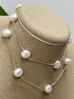 *Ожерелье р.40 Белый Жемчуг д.7,5-8,5 цв Красное арт. 6.F004.a.z-511 Вес 5,67 г - фото 123538 *Ожерелье р.40 Белый Жемчуг д.7,5-8,5 цв Красное арт. 6.F004.a.z-511 Вес 5,67 г - фото 123538