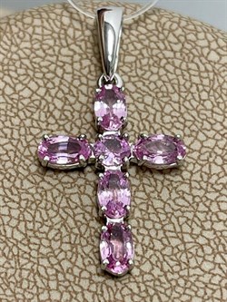 *Кулон Розовый Сапфир цв Белое арт 8-280417-00-74-959 вес 1,42 г - фото 125763