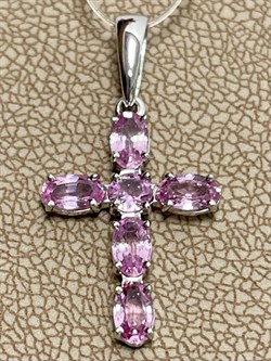 *Кулон Розовый Сапфир цв Белое арт 8-280417-00-74-959 вес 1,42 г - фото 125764