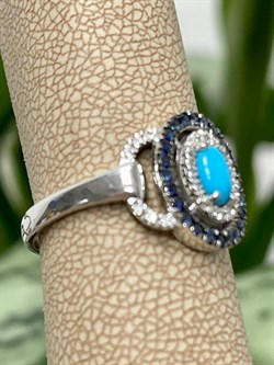 *Кольцо р.18,5 Бирюза цв Белое арт 1-208541-00-55-510 вес 3 г - фото 125776 *Кольцо р.18,5 Бирюза цв Белое арт 1-208541-00-55-510 вес 3 г - фото 125776