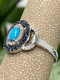 *Кольцо р.18,5 Бирюза цв Белое арт 1-208541-00-55-510 вес 3 г - фото 125777 *Кольцо р.18,5 Бирюза цв Белое арт 1-208541-00-55-510 вес 3 г - фото 125777