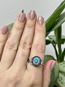 *Кольцо р.18,5 Бирюза цв Белое арт 1-208541-00-55-510 вес 3 г - фото 125779 *Кольцо р.18,5 Бирюза цв Белое арт 1-208541-00-55-510 вес 3 г - фото 125779