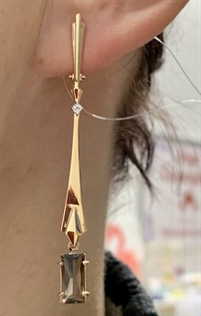 *Серьги Раухтопаз Дымчатый Кварц цв Красное арт. 02-2-665-2400-010-481 вес 4,35 г - фото 126620