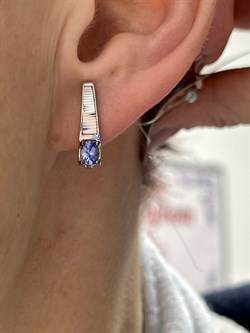 *Серьги Танзанит цв Белое арт. С0907-208-721 вес 2,75 г - фото 126779 *Серьги Танзанит цв Белое арт. С0907-208-721 вес 2,75 г - фото 126779