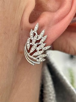 *Серьги Белый Бр цв Белое арт 2-208466-00-00-727 вес 4,8 г - фото 127505