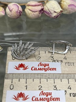 *Серьги Белый Бр цв Белое арт 2-208466-00-00-727 вес 4,8 г - фото 127512