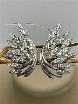 *Серьги Белый Бр цв Белое арт 2-208466-00-00-727 вес 4,8 г - фото 127514