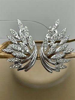 *Серьги Белый Бр цв Белое арт 2-208466-00-00-727 вес 4,8 г - фото 127516