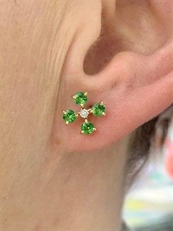 *Пусеты Цаворит цв Лимонное арт. 24181-332-655 (вес 1,54 г) - фото 129284 *Пусеты Цаворит цв Лимонное арт. 24181-332-655 (вес 1,54 г) - фото 129284