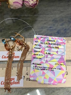 *Серьги иск Морганит Голубой Топаз цв Красное арт. 02-2-676-2100-010-102 вес 5,66 г - фото 129938 *Серьги иск Морганит Голубой Топаз цв Красное арт. 02-2-676-2100-010-102 вес 5,66 г - фото 129938