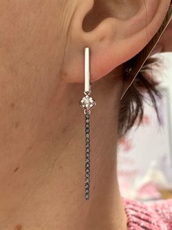 *Серьги Белый бр Черный бр цв Белое арт. С1232-225-636 вес 3,45 г - фото 130537 *Серьги Белый бр Черный бр цв Белое арт. С1232-225-636 вес 3,45 г - фото 130537