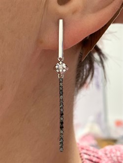 *Серьги Белый бр Черный бр цв Белое арт. С1232-225-636 вес 3,45 г - фото 130538 *Серьги Белый бр Черный бр цв Белое арт. С1232-225-636 вес 3,45 г - фото 130538