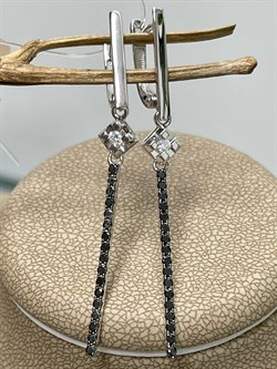 *Серьги Белый бр Черный бр цв Белое арт. С1232-225-636 вес 3,45 г - фото 130543 *Серьги Белый бр Черный бр цв Белое арт. С1232-225-636 вес 3,45 г - фото 130543