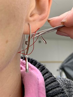 *Серьги Петли Белый бр цв Белое арт. 23717-200-286 вес около 3,04 г - фото 130948