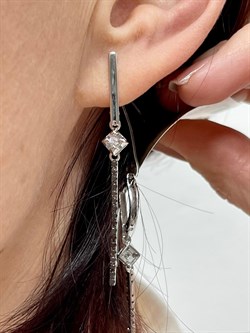 *Серьги Белый бр Черный бр цв Белое арт. С1232-225-636 вес 3,45 г - фото 131071 *Серьги Белый бр Черный бр цв Белое арт. С1232-225-636 вес 3,45 г - фото 131071