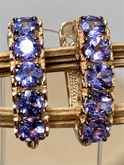 *Серьги  Орхидея Танзанит Африка цв Красное арт. С1216-108-949 вес 2,62 г - фото 131651