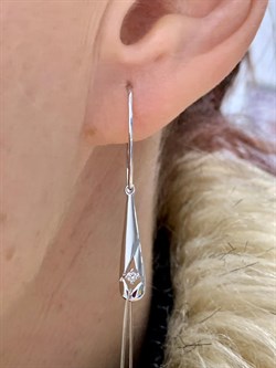 *Серьги Петли Белый бр цв Белое арт. 23672-200-324 вес 2,66 г - фото 132027