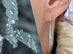 *Серьги Петли Белый бр цв Белое арт. 23672-200-324 вес 2,66 г - фото 132028