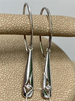 *Серьги Петли Белый бр цв Белое арт. 23672-200-324 вес 2,66 г - фото 132030