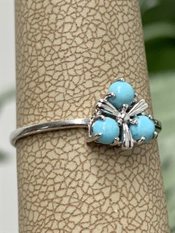 *Кольцо р.18  Бирюза Аризона цв Белое арт. 14563-212-041 (вес 1,17 г) - фото 132160 *Кольцо р.18  Бирюза Аризона цв Белое арт. 14563-212-041 (вес 1,17 г) - фото 132160