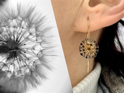 *Серьги Петли Одуванчик Черный Бриллиант цв Красное арт 2-108483-00-48-402 вес 3,89 г - фото 132584