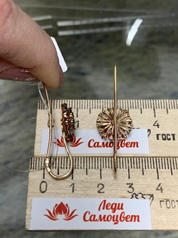 *Серьги Петли Одуванчик Черный Бриллиант цв Красное арт 2-108483-00-48-402 вес 3,89 г - фото 132590