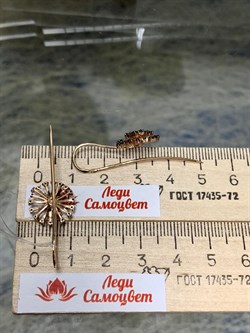 *Серьги Петли Одуванчик Черный Бриллиант цв Красное арт 2-108483-00-48-402 вес 3,89 г - фото 132591