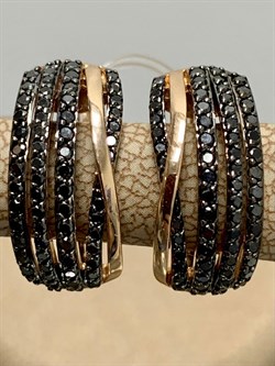 *Серьги Черный Бриллиант цв Красное арт 2-105-612-48-419 вес 5,27 г - фото 132622