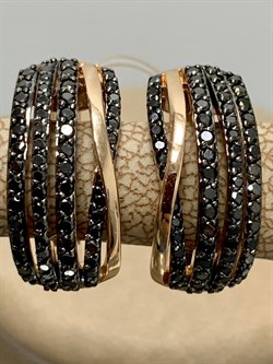 *Серьги Черный Бриллиант цв Красное арт 2-105-612-48-419 вес 5,27 г - фото 132624