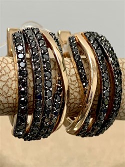 *Серьги Черный Бриллиант цв Красное арт 2-105-612-48-419 вес 5,27 г - фото 132625