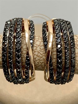 *Серьги Черный Бриллиант цв Красное арт 2-105-612-48-419 вес 5,27 г - фото 132626