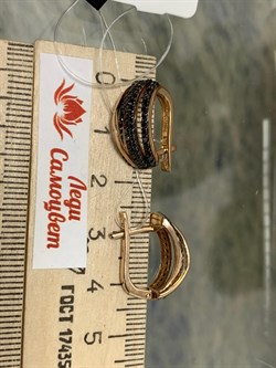 *Серьги Черный Бриллиант цв Красное арт 2-105-612-48-419 вес 5,27 г - фото 132629