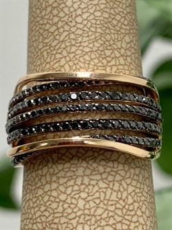 *Кольцо р.18,5 Черный Бриллиант цв Красное арт 1-105-612-48-420 вес 6,78 г - фото 132635