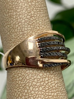 *Кольцо р.18,5 Черный Бриллиант цв Красное арт 1-105-612-48-420 вес 6,78 г - фото 132637