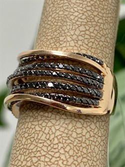 *Кольцо р.18,5 Черный Бриллиант цв Красное арт 1-105-612-48-420 вес 6,78 г - фото 132638