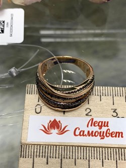 *Кольцо р.18,5 Черный Бриллиант цв Красное арт 1-105-612-48-420 вес 6,78 г - фото 132644