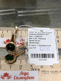 *Серьги Хромдиопсид цв Красное арт. 2340319-265 вес 5,43 г - фото 133098