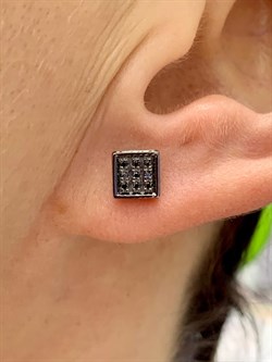 *Пусеты Черный Бр цв Белое арт. С00825-205-647 вес 2,11 г - фото 133709