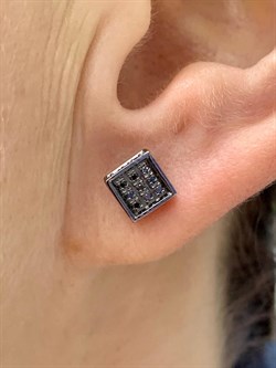 *Пусеты Черный Бр цв Белое арт. С00825-205-647 вес 2,11 г - фото 133710