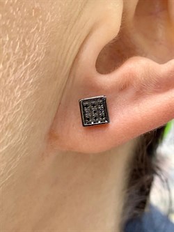 *Пусеты Черный Бр цв Белое арт. С00825-205-647 вес 2,11 г - фото 133711