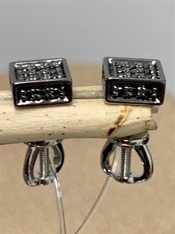 *Пусеты Черный Бр цв Белое арт. С00825-205-647 вес 2,11 г - фото 133712